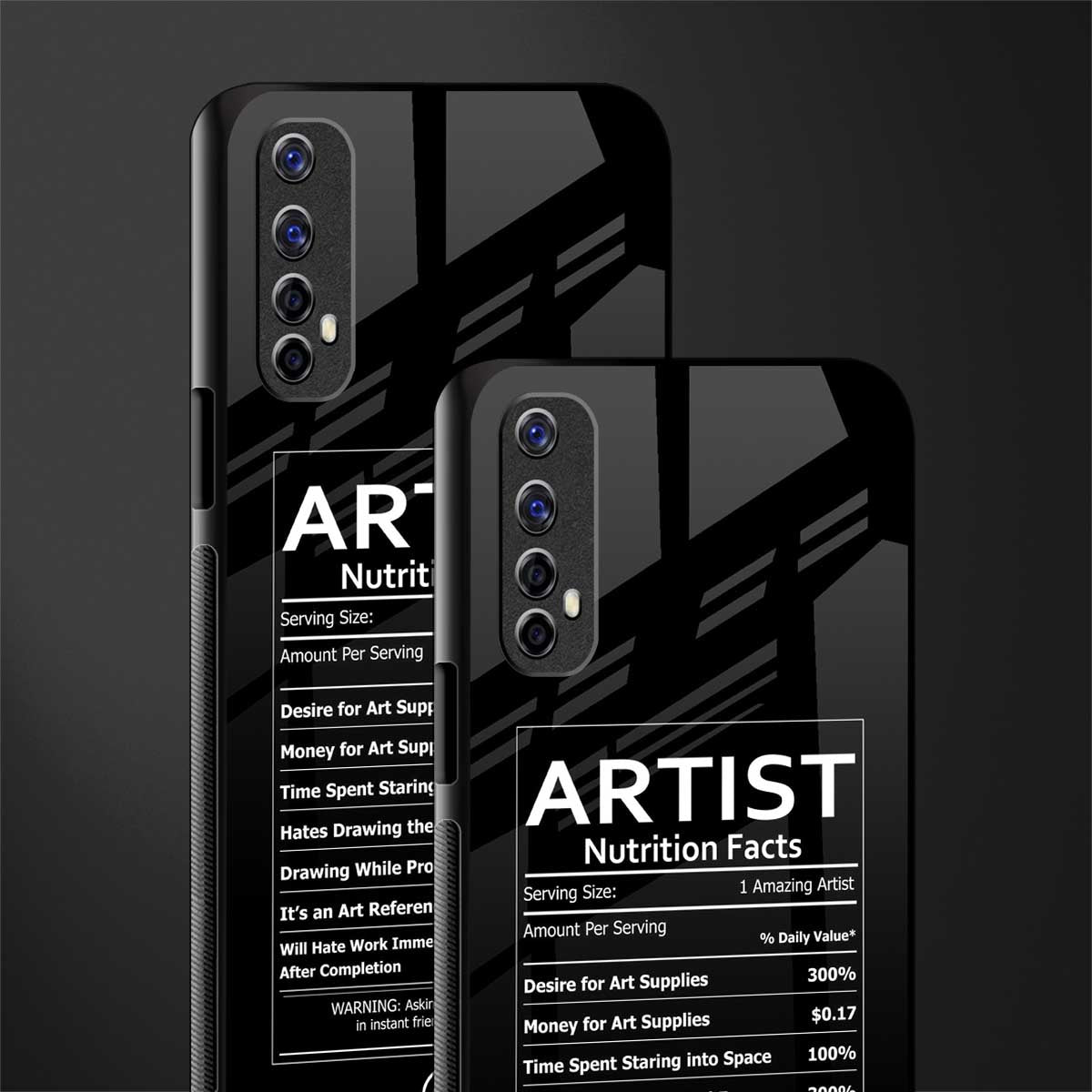 artist nutrition facts glass case for realme 7 image-2