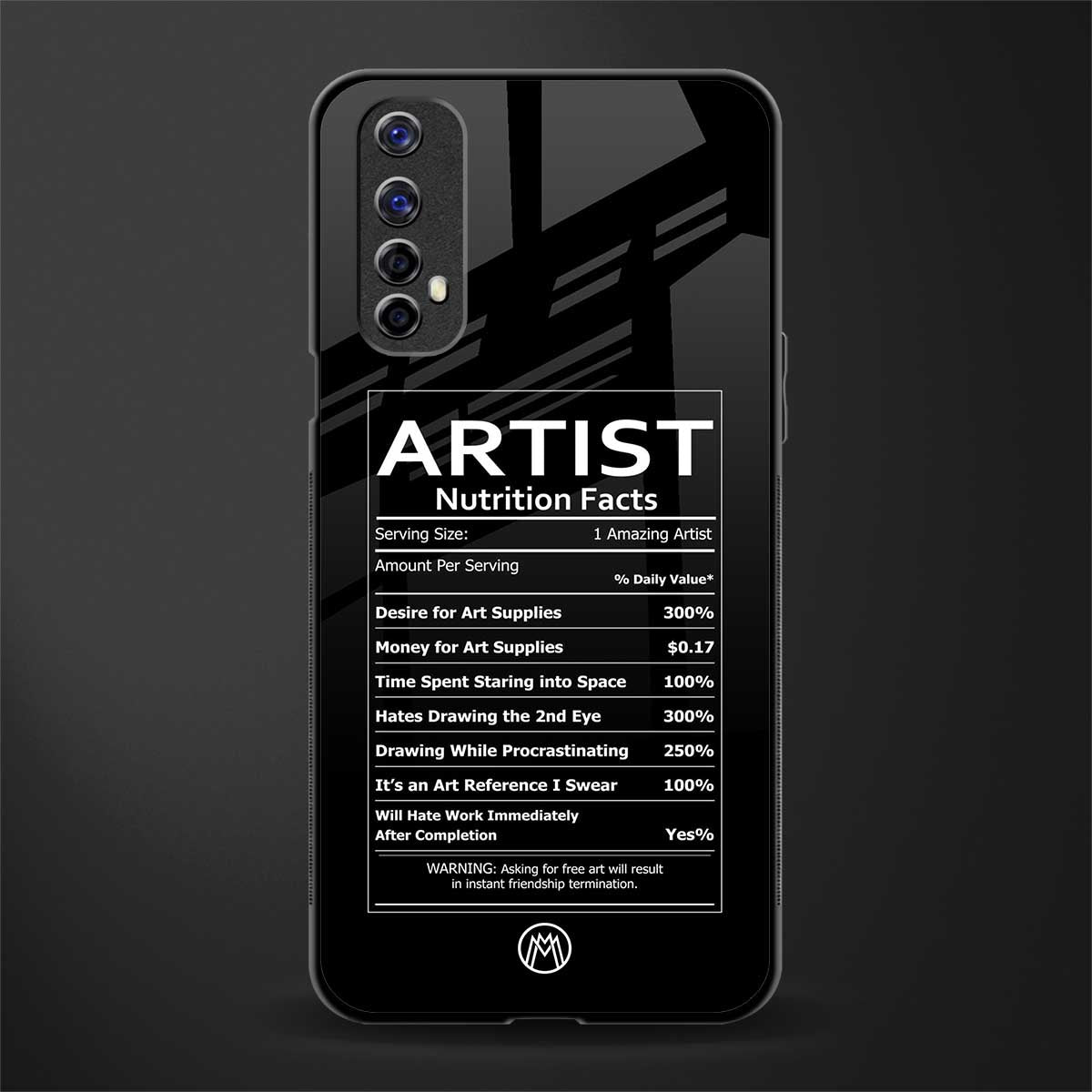 artist nutrition facts glass case for realme narzo 20 pro image