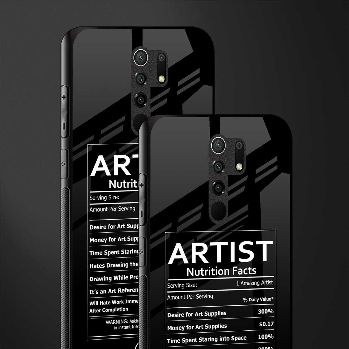 artist nutrition facts glass case for poco m2 reloaded image-2