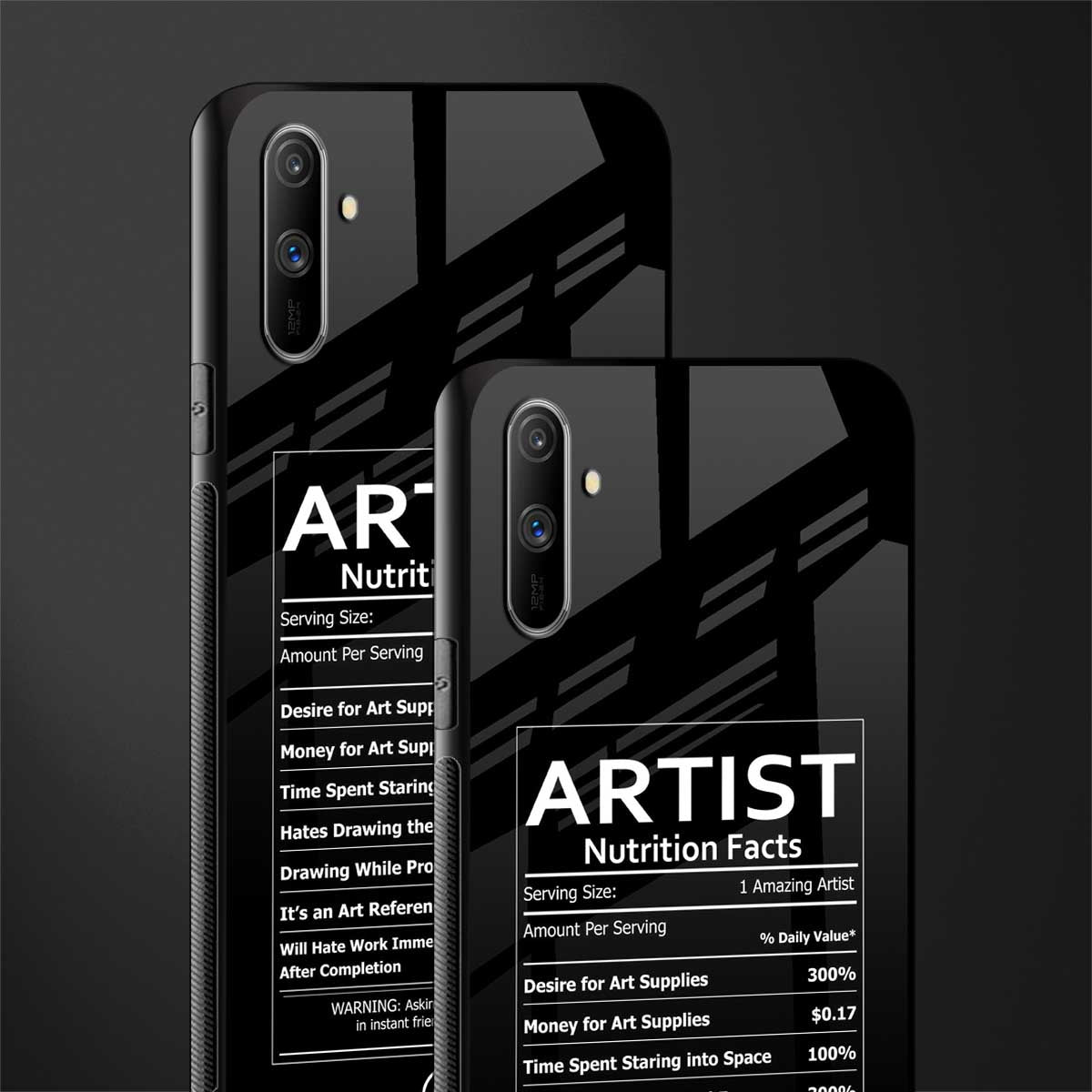 artist nutrition facts glass case for realme c3 image-2