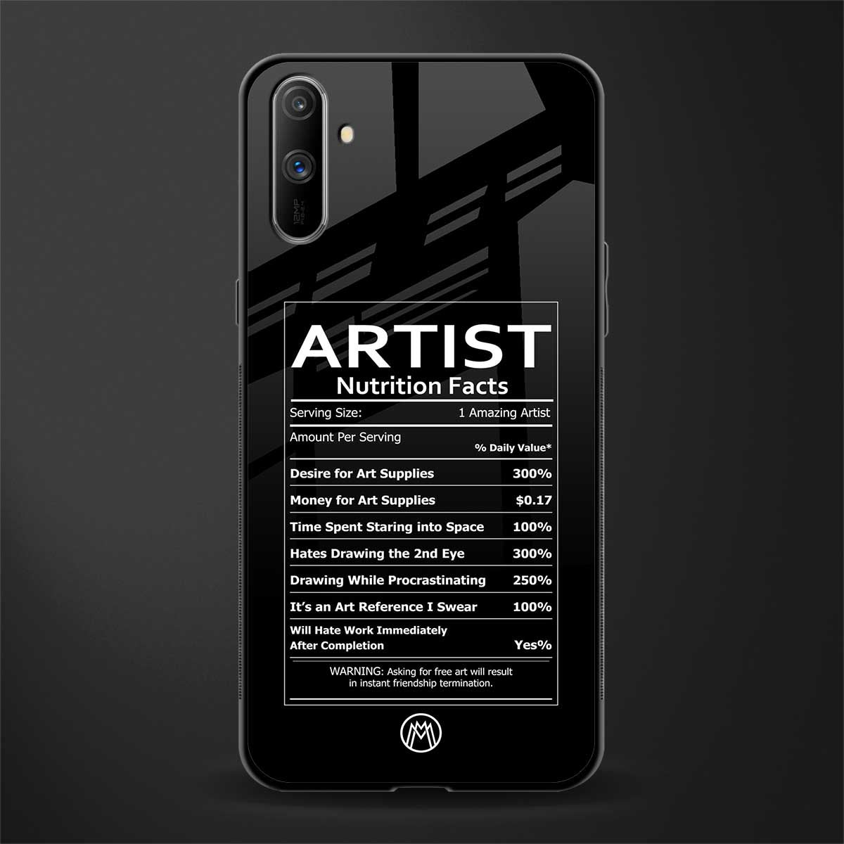 artist nutrition facts glass case for realme c3 image