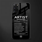 artist nutrition facts glass case for samsung galaxy s20 plus image