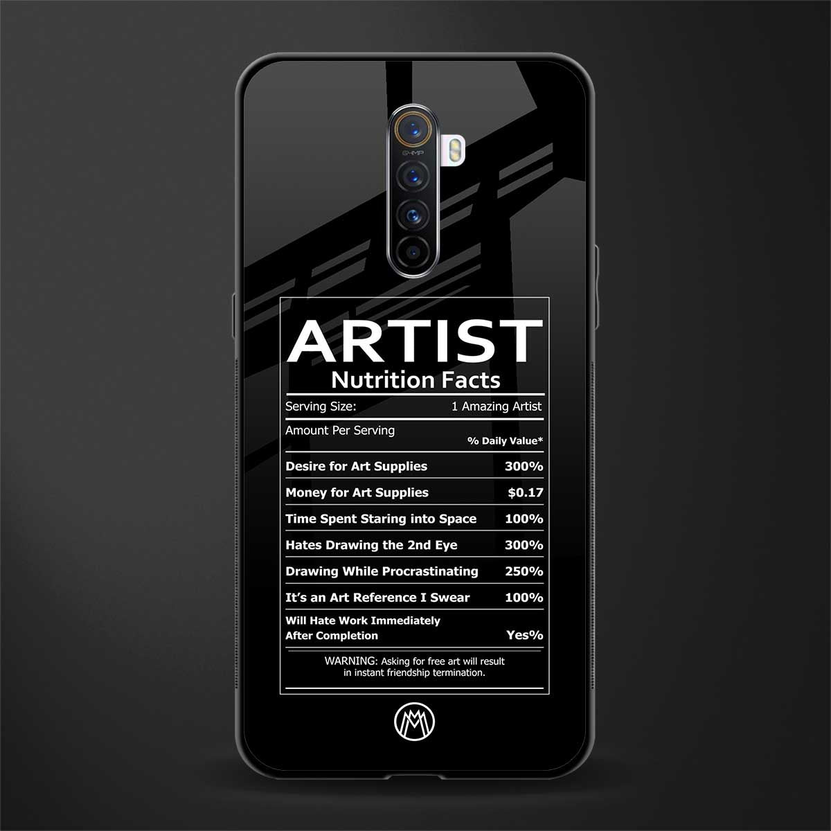 artist nutrition facts glass case for realme x2 pro image