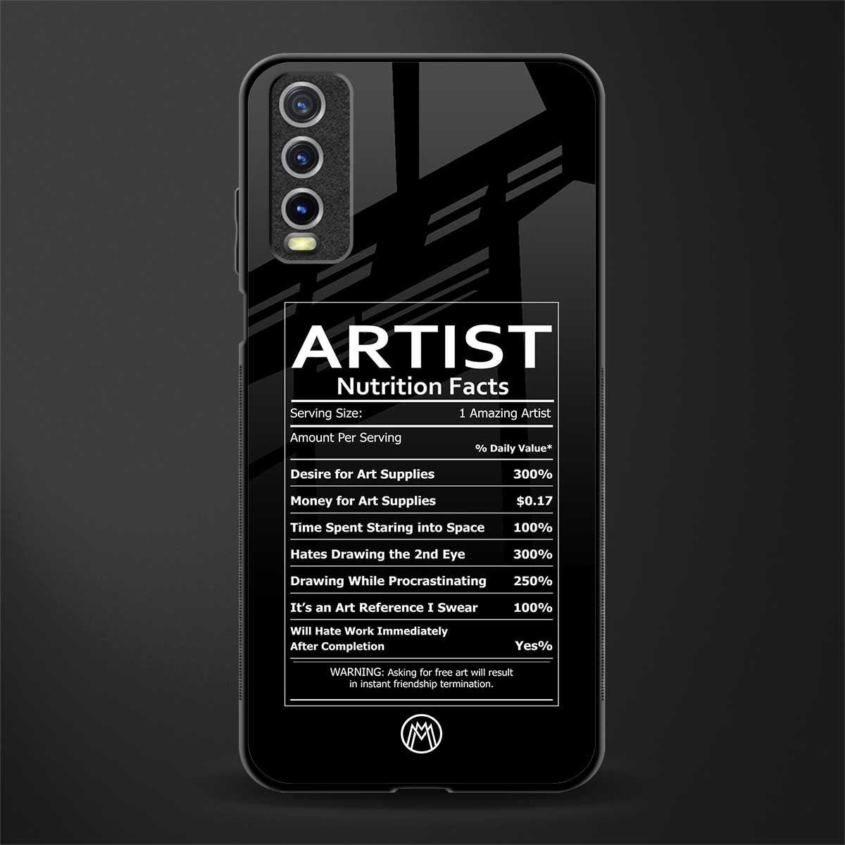 artist nutrition facts glass case for vivo y12s image