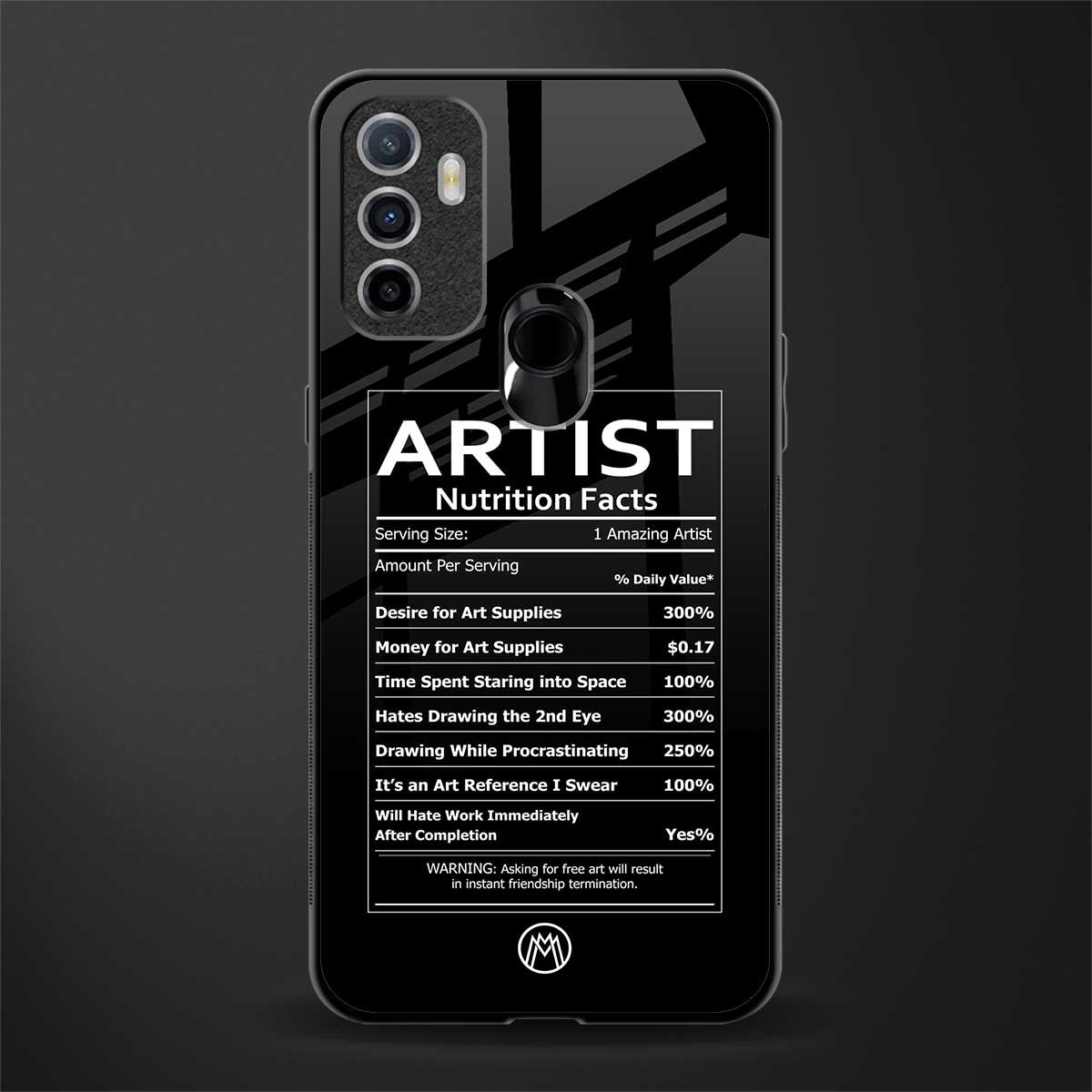 artist nutrition facts glass case for oppo a53 image