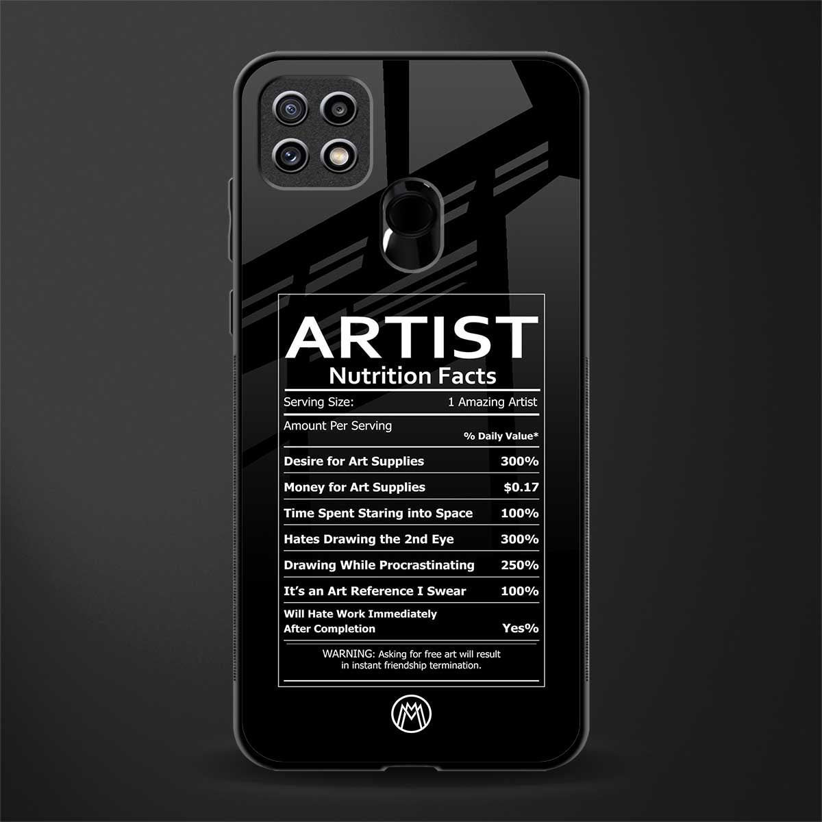 artist nutrition facts glass case for oppo a15 image