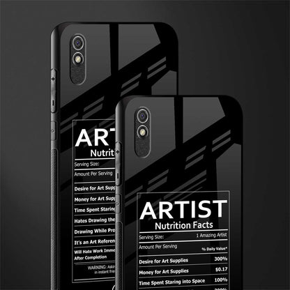 artist nutrition facts glass case for redmi 9a image-2