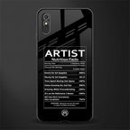 artist nutrition facts glass case for redmi 9a image