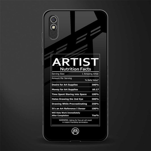 artist nutrition facts glass case for redmi 9a image