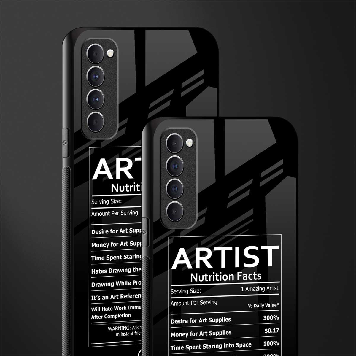 artist nutrition facts glass case for oppo reno 4 pro image-2