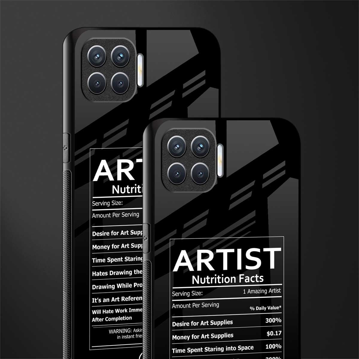 artist nutrition facts glass case for oppo f17 image-2