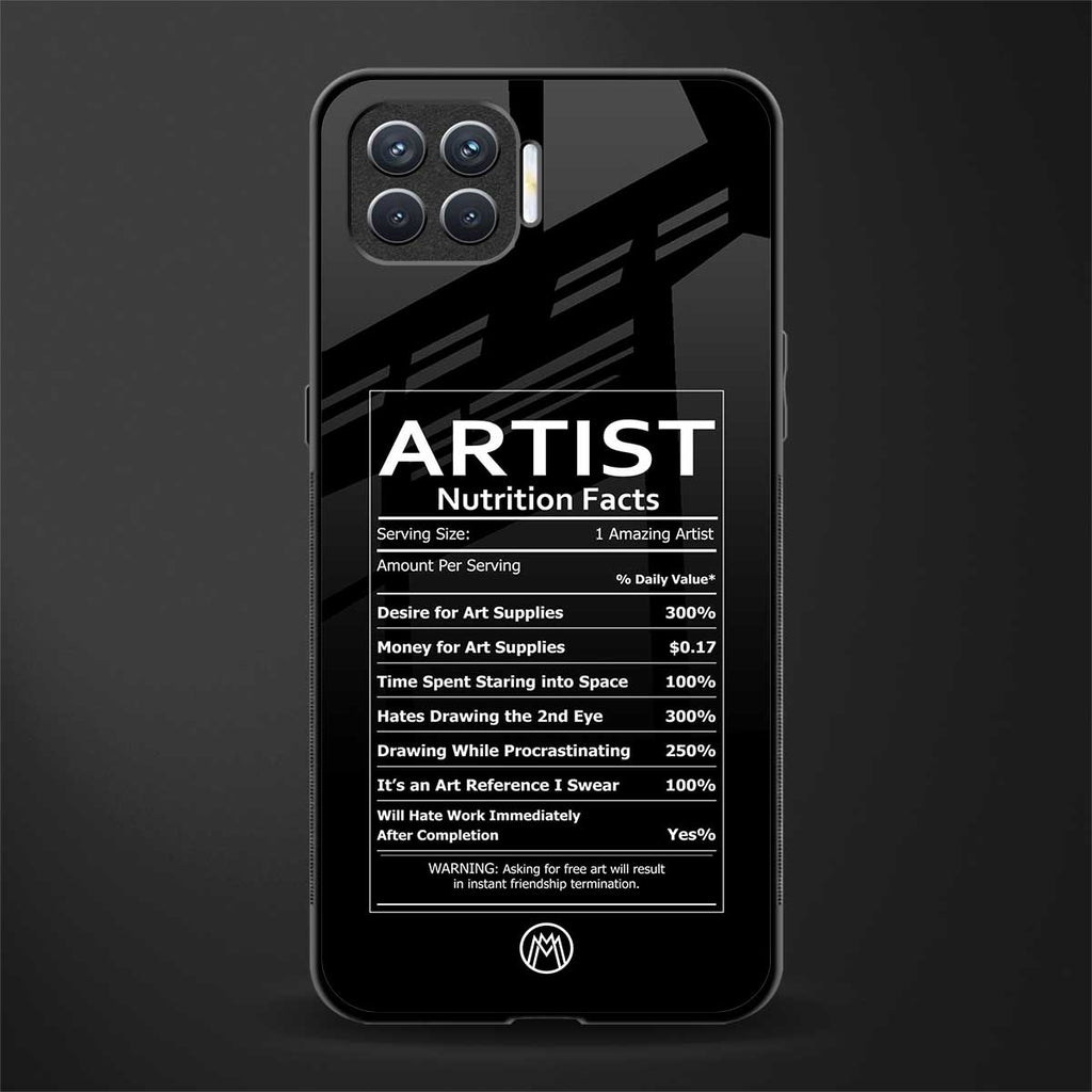 artist nutrition facts glass case for oppo f17 pro image