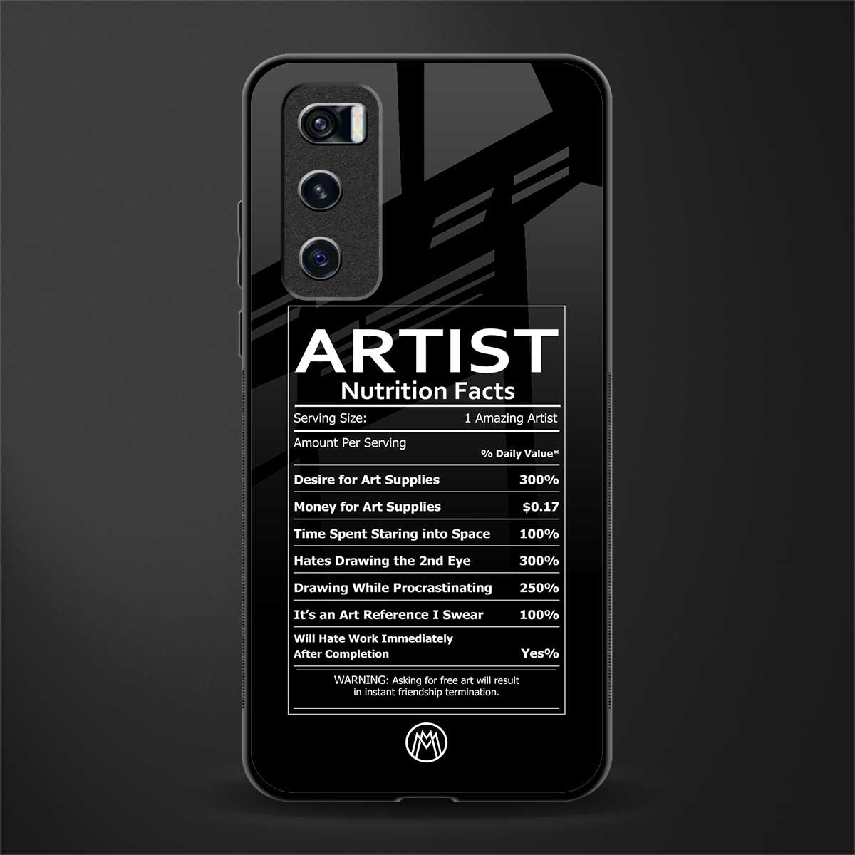 artist nutrition facts glass case for vivo v20 se image