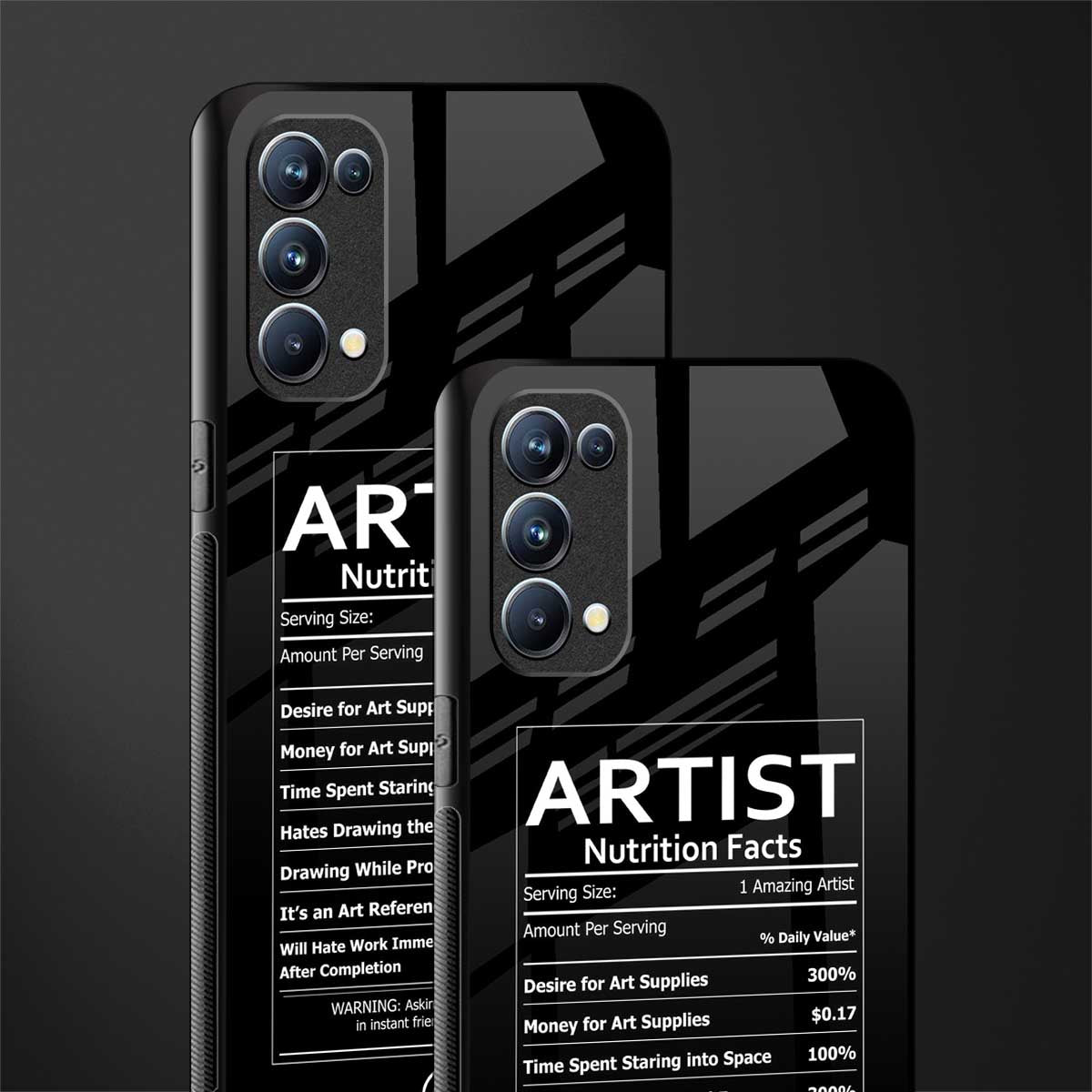 artist nutrition facts glass case for oppo reno 5 pro image-2