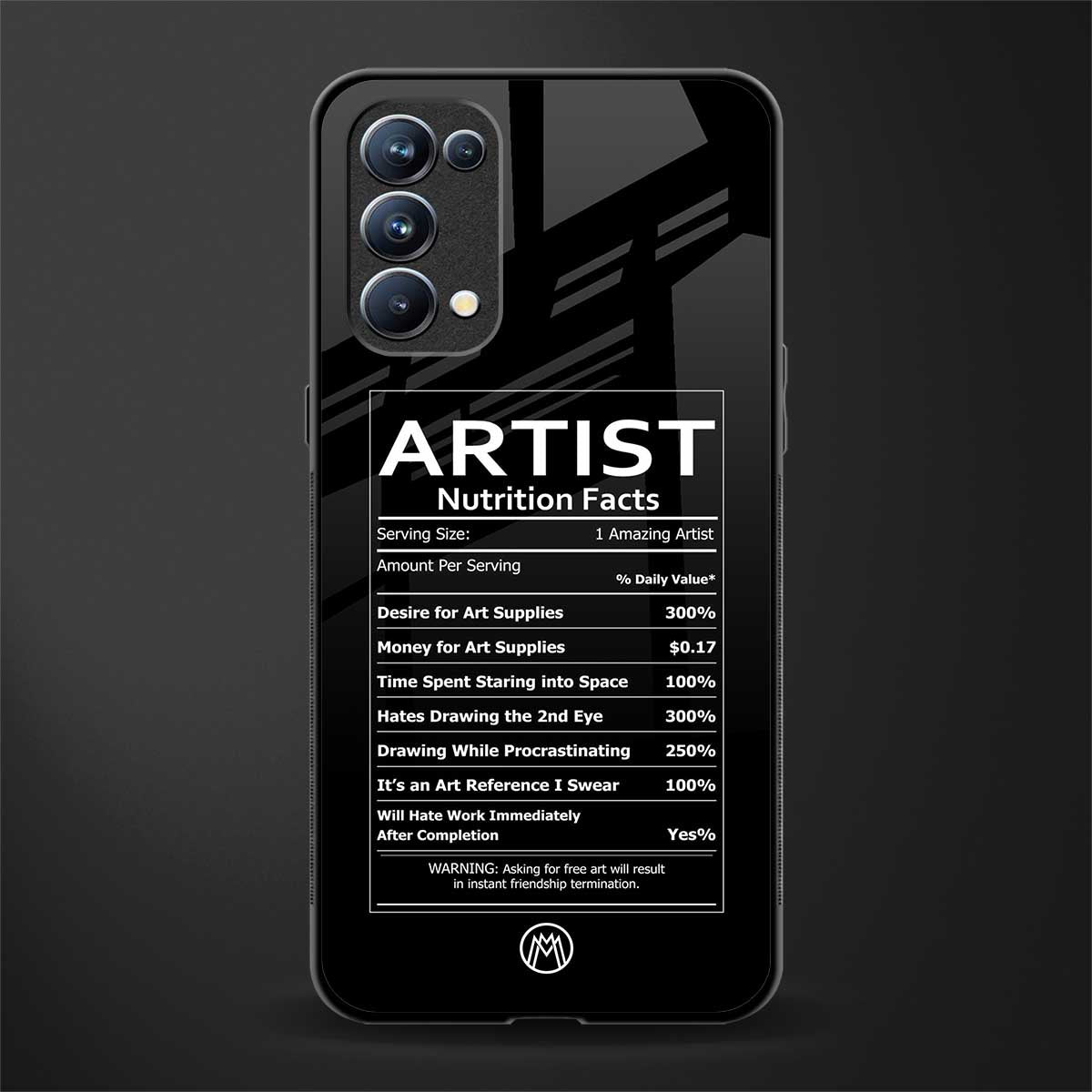 artist nutrition facts glass case for oppo reno 5 pro image
