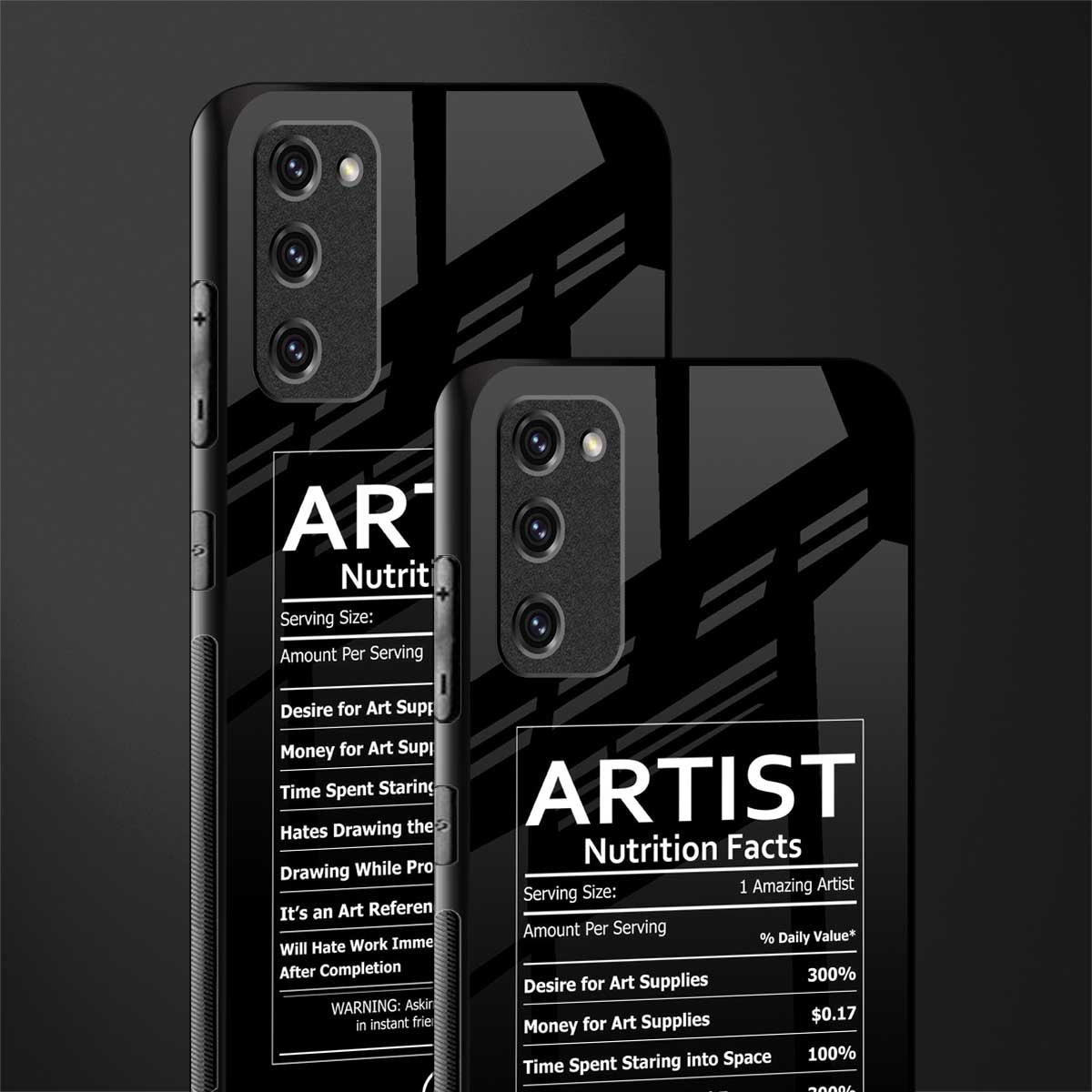 artist nutrition facts glass case for samsung galaxy s20 fe image-2