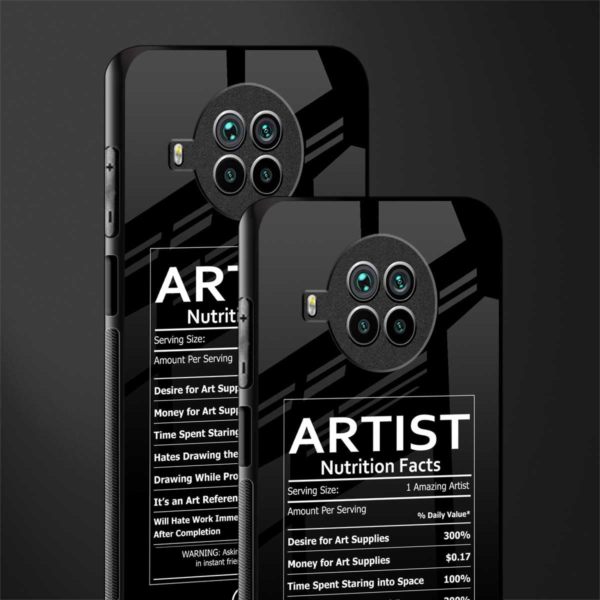 artist nutrition facts glass case for mi 10i image-2