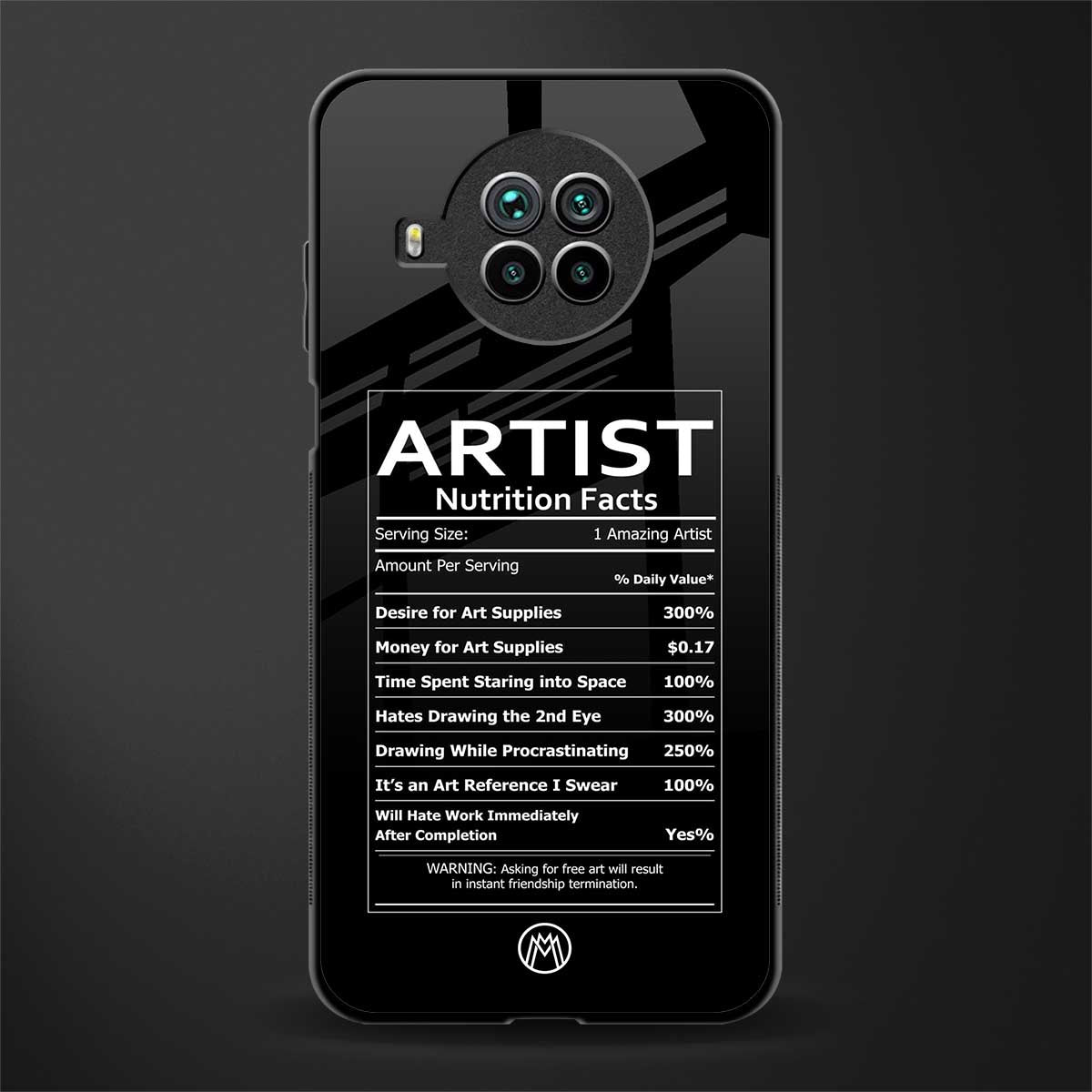 artist nutrition facts glass case for mi 10i image