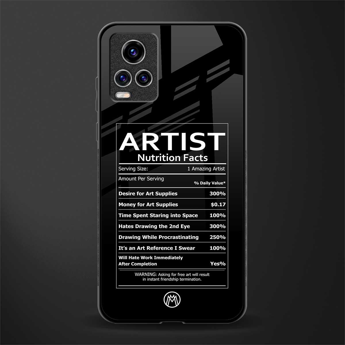 artist nutrition facts glass case for vivo v20 pro image