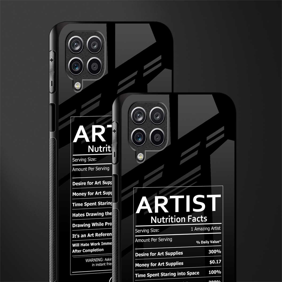 artist nutrition facts glass case for samsung galaxy m12 image-2