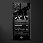 artist nutrition facts glass case for samsung galaxy a12 image