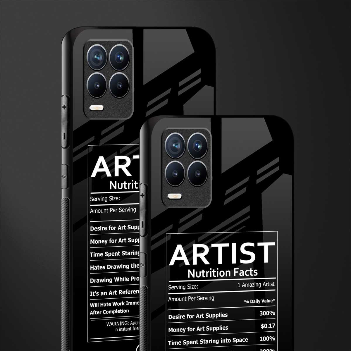 artist nutrition facts glass case for realme 8 4g image-2