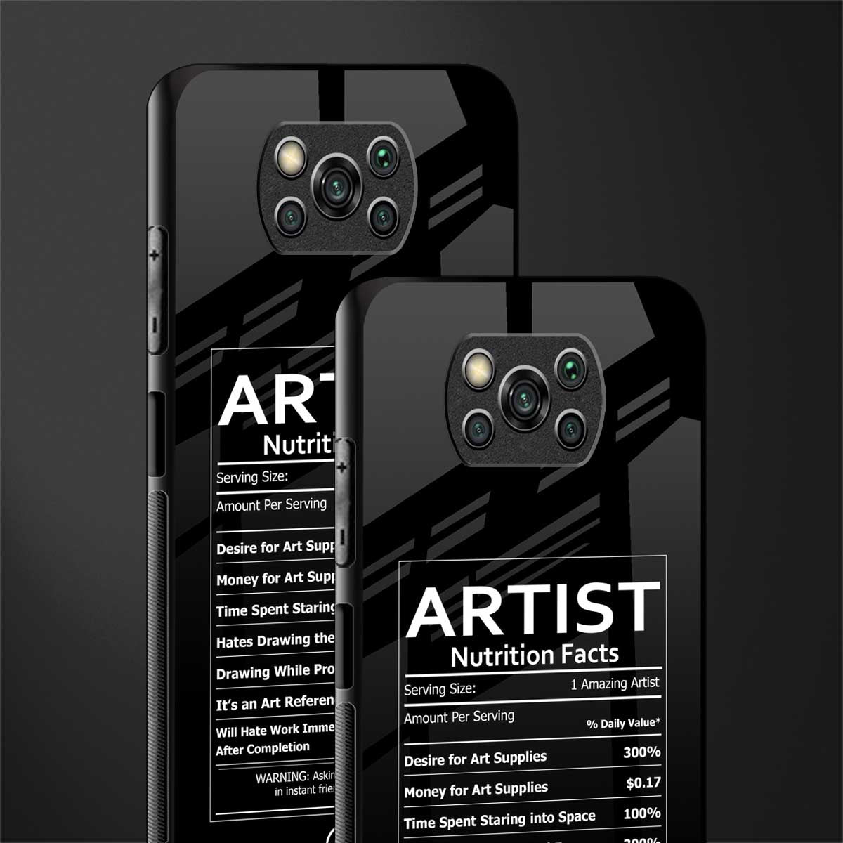 artist nutrition facts glass case for poco x3 image-2