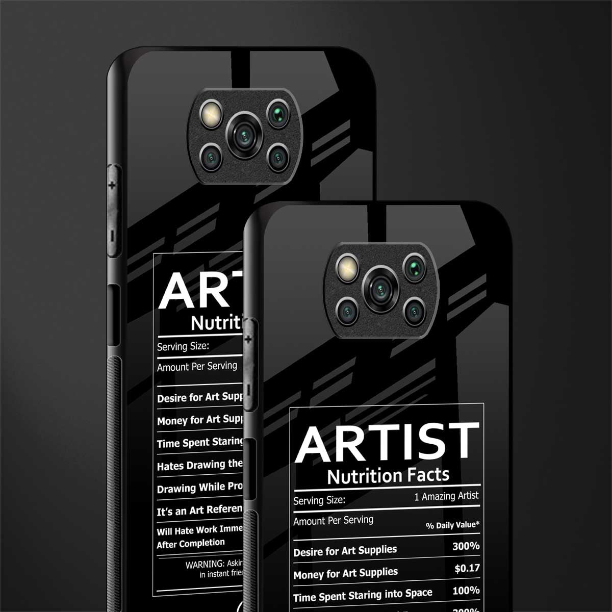 artist nutrition facts glass case for poco x3 pro image-2