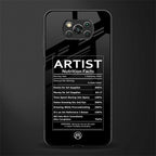 artist nutrition facts glass case for poco x3 image