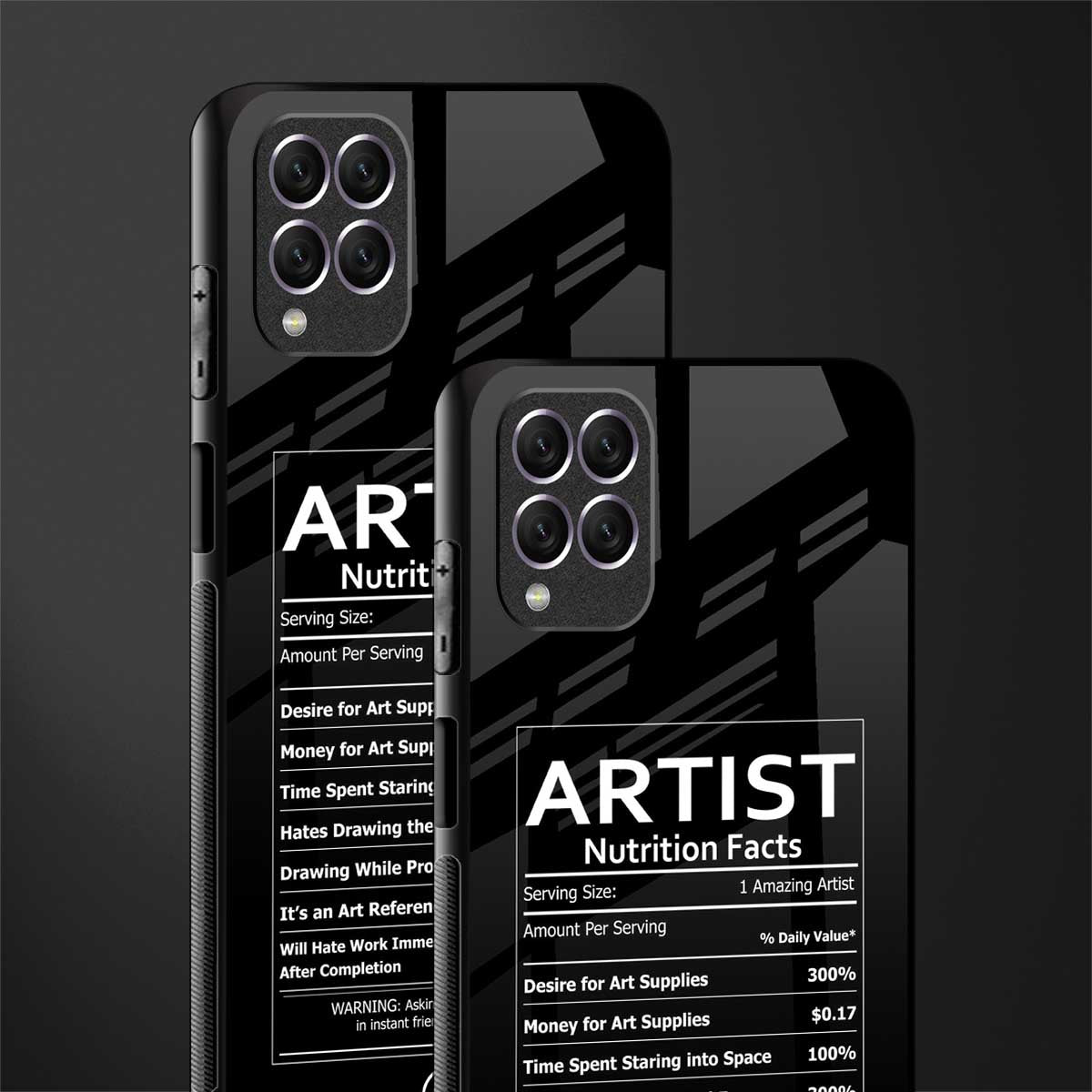 artist nutrition facts glass case for samsung galaxy f62 image-2