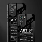 artist nutrition facts glass case for redmi note 10 image-2
