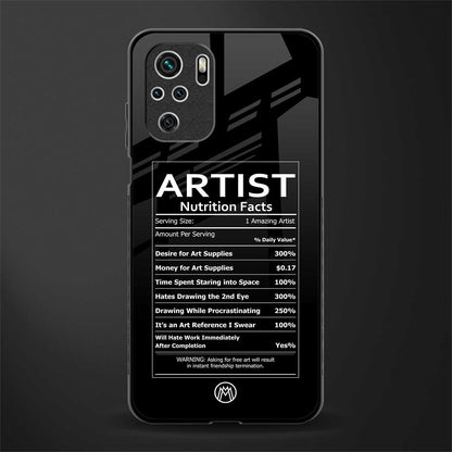 artist nutrition facts glass case for redmi note 10s image