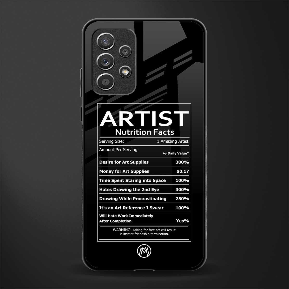 artist nutrition facts glass case for samsung galaxy a32 4g image