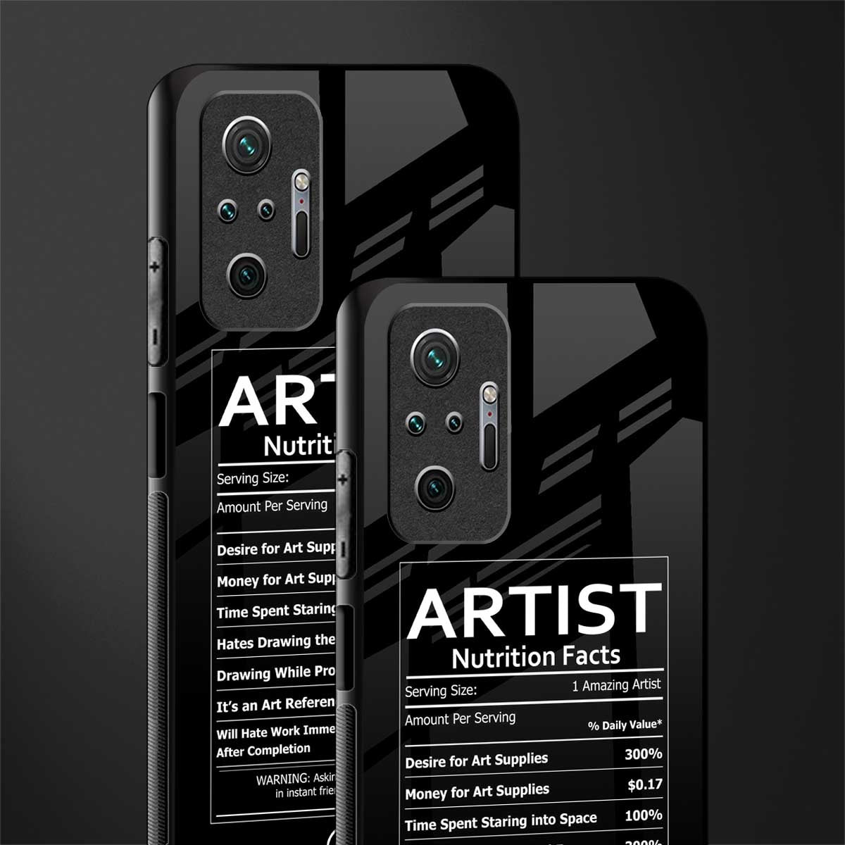artist nutrition facts glass case for redmi note 10 pro max image-2