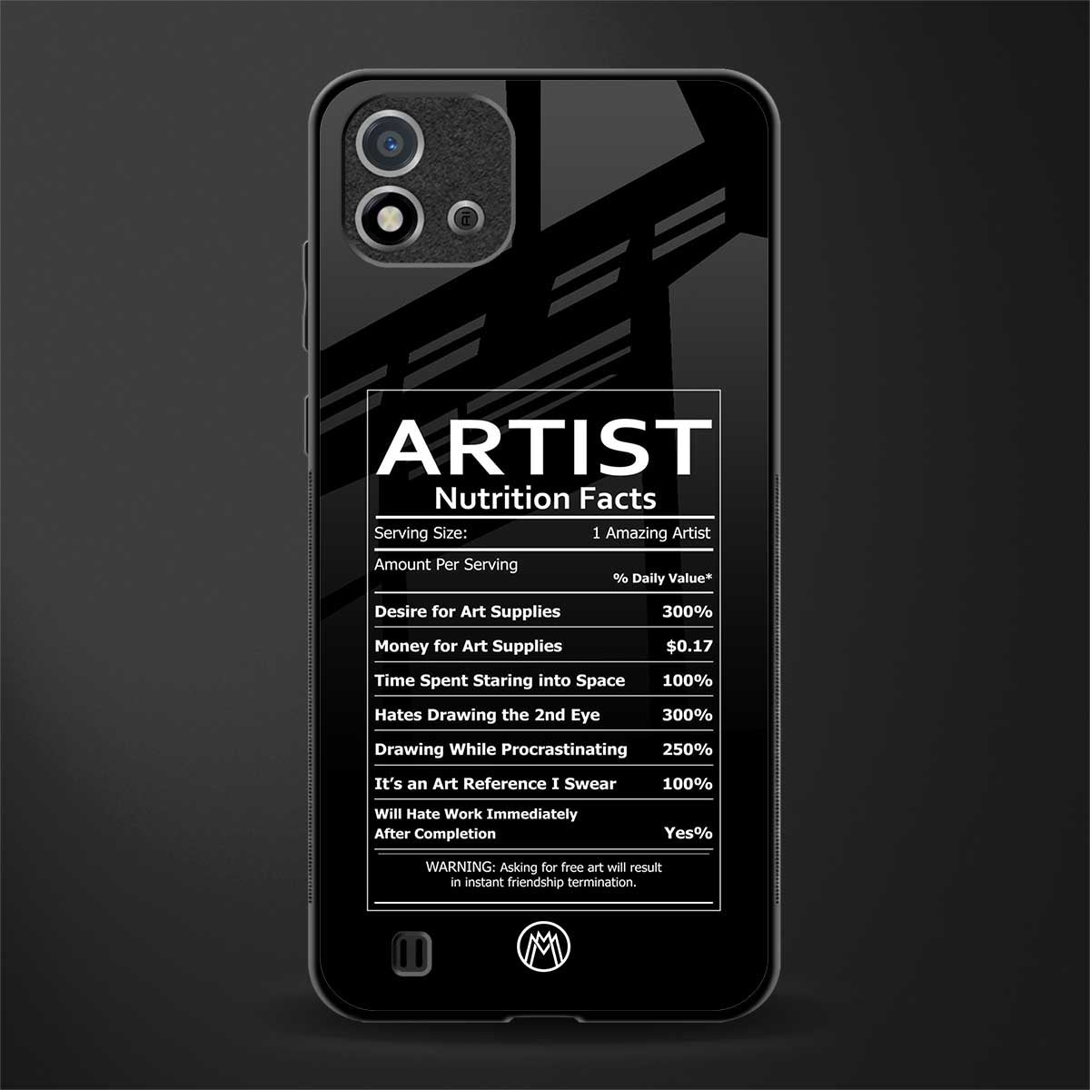 artist nutrition facts glass case for realme c20 image