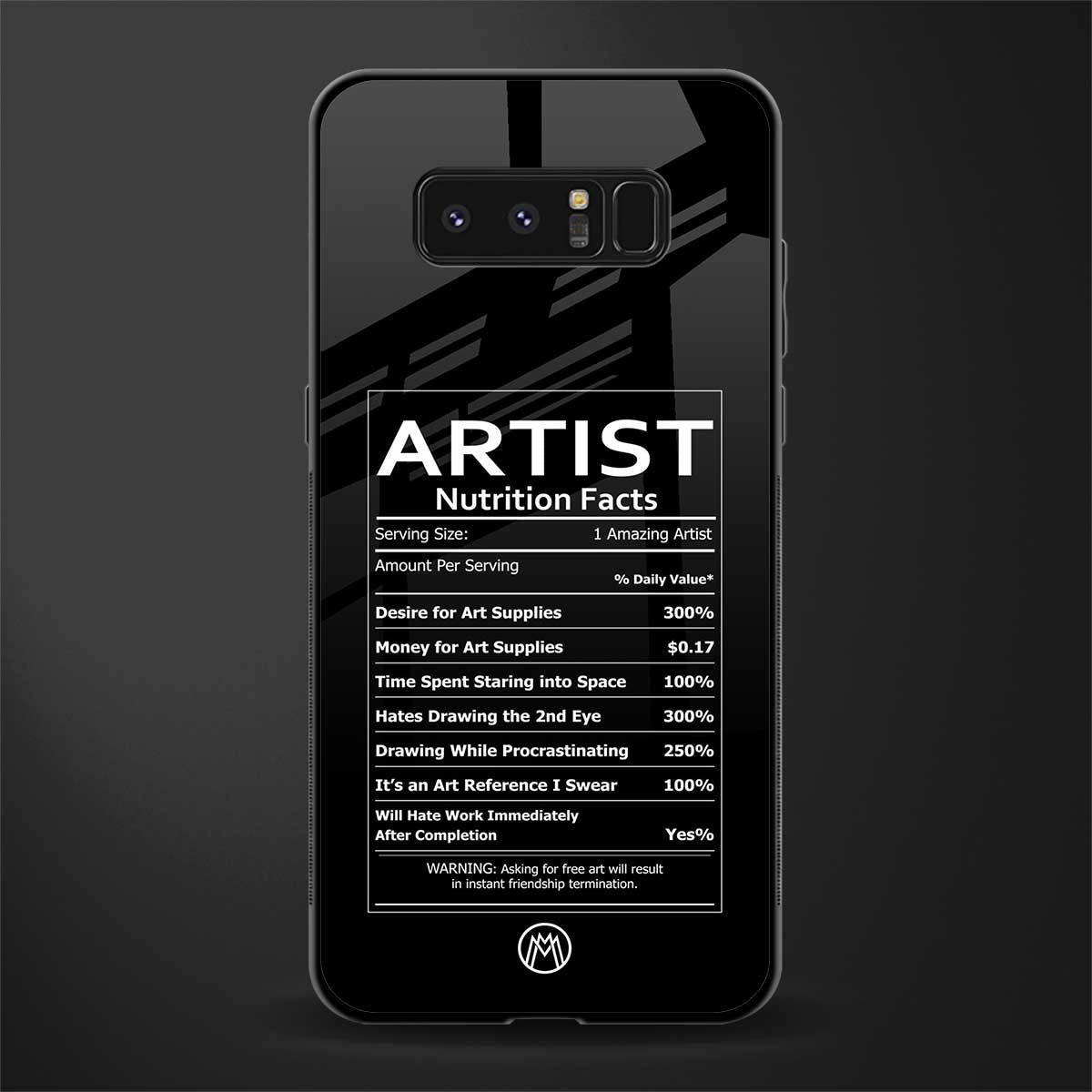 artist nutrition facts glass case for samsung galaxy note 8 image