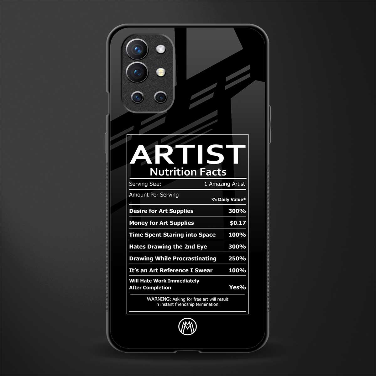 artist nutrition facts glass case for oneplus 9r image