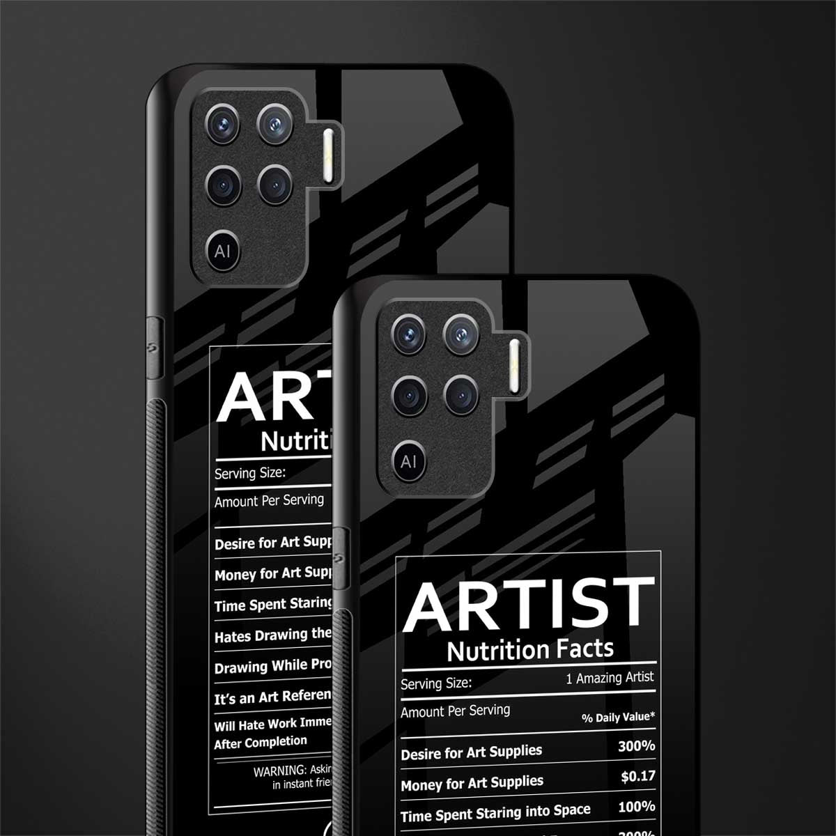 artist nutrition facts glass case for oppo f19 pro image-2