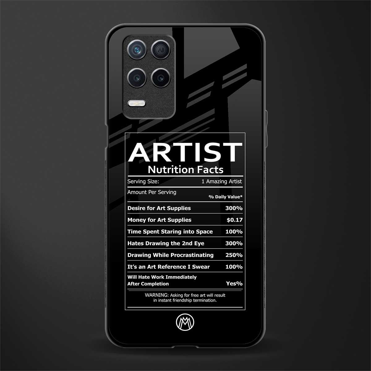 artist nutrition facts glass case for realme narzo 30 5g image