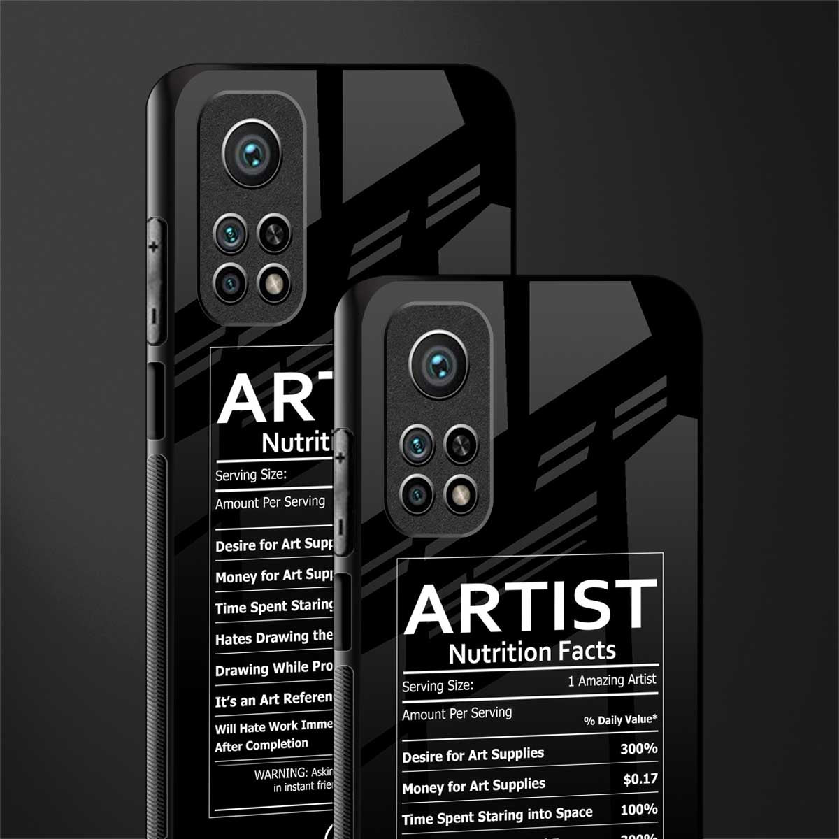 artist nutrition facts glass case for mi 10t 5g image-2