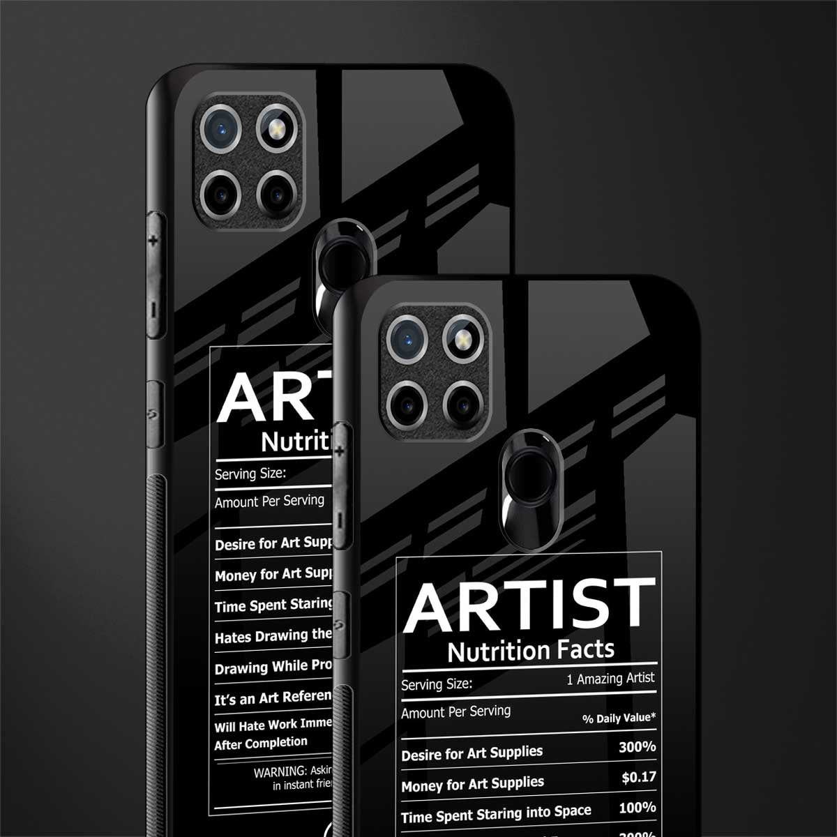 artist nutrition facts glass case for realme c25y image-2