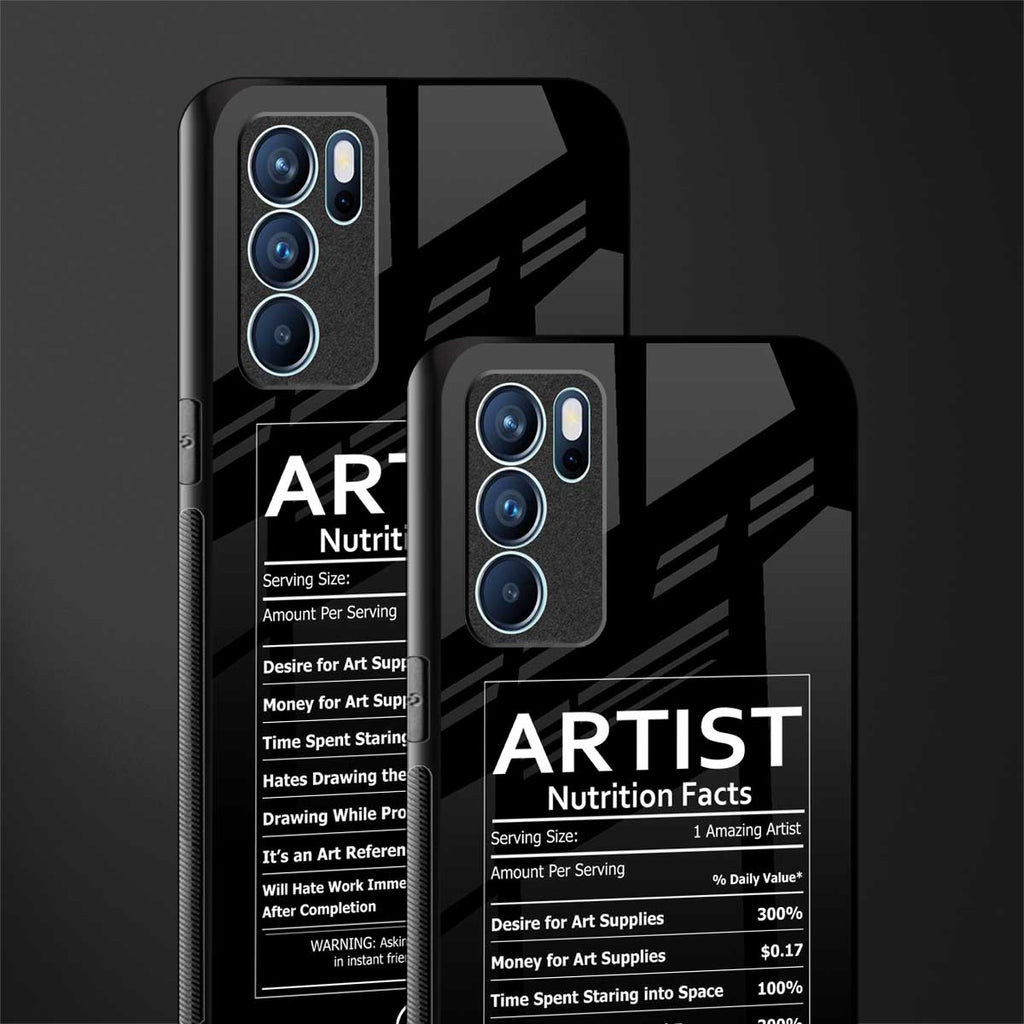 artist nutrition facts glass case for oppo reno6 pro 5g image-2