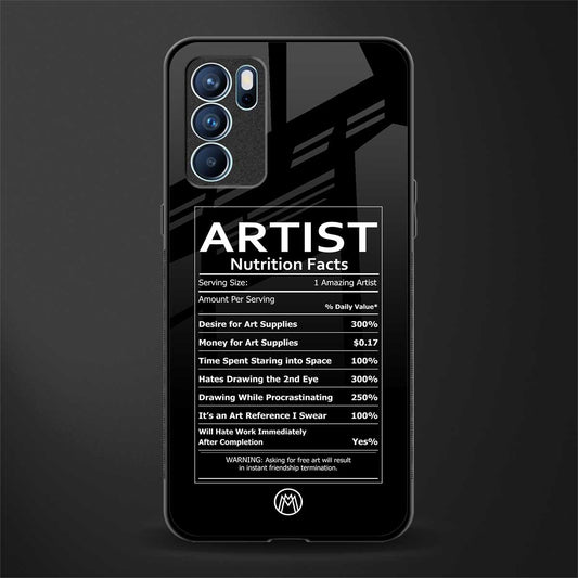 artist nutrition facts glass case for oppo reno6 pro 5g image