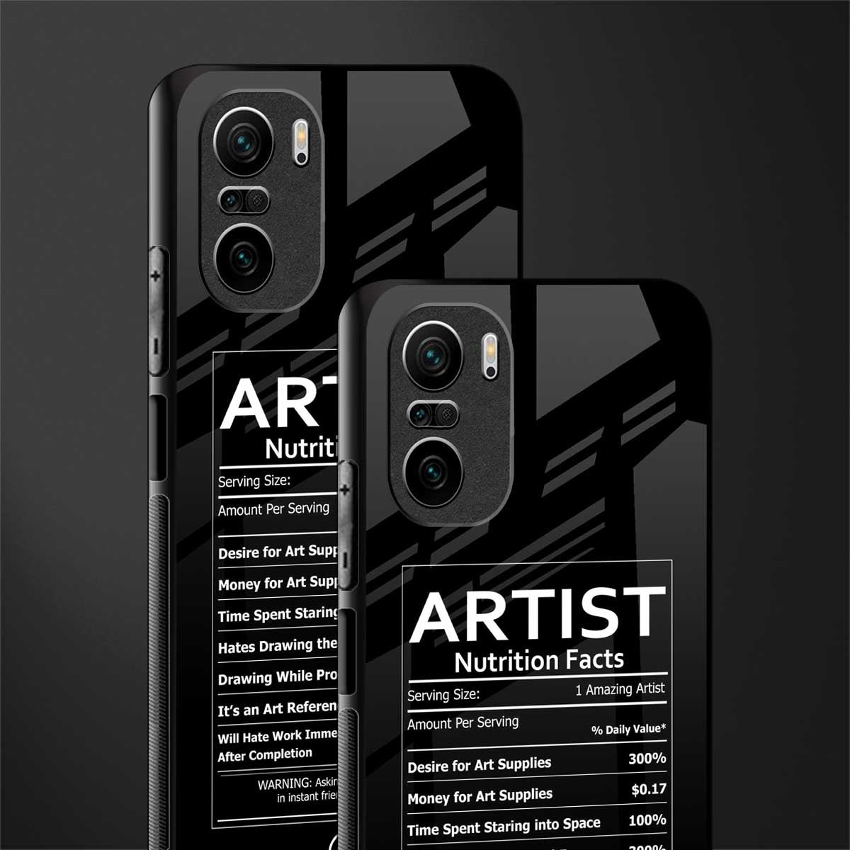 artist nutrition facts glass case for mi 11x 5g image-2