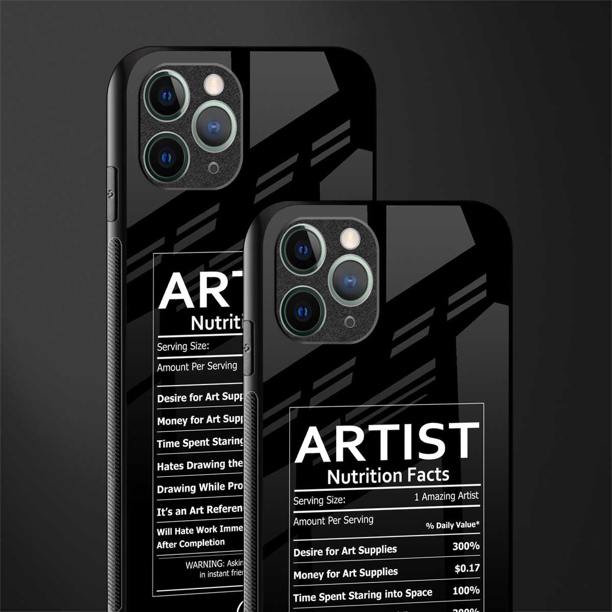 artist nutrition facts glass case for iphone 11 pro max image-2