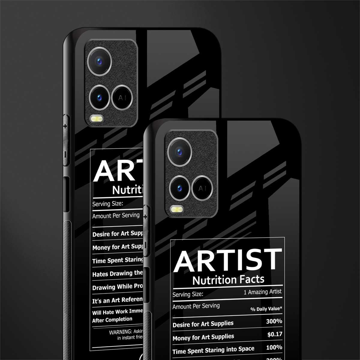 artist nutrition facts glass case for vivo y21s image-2