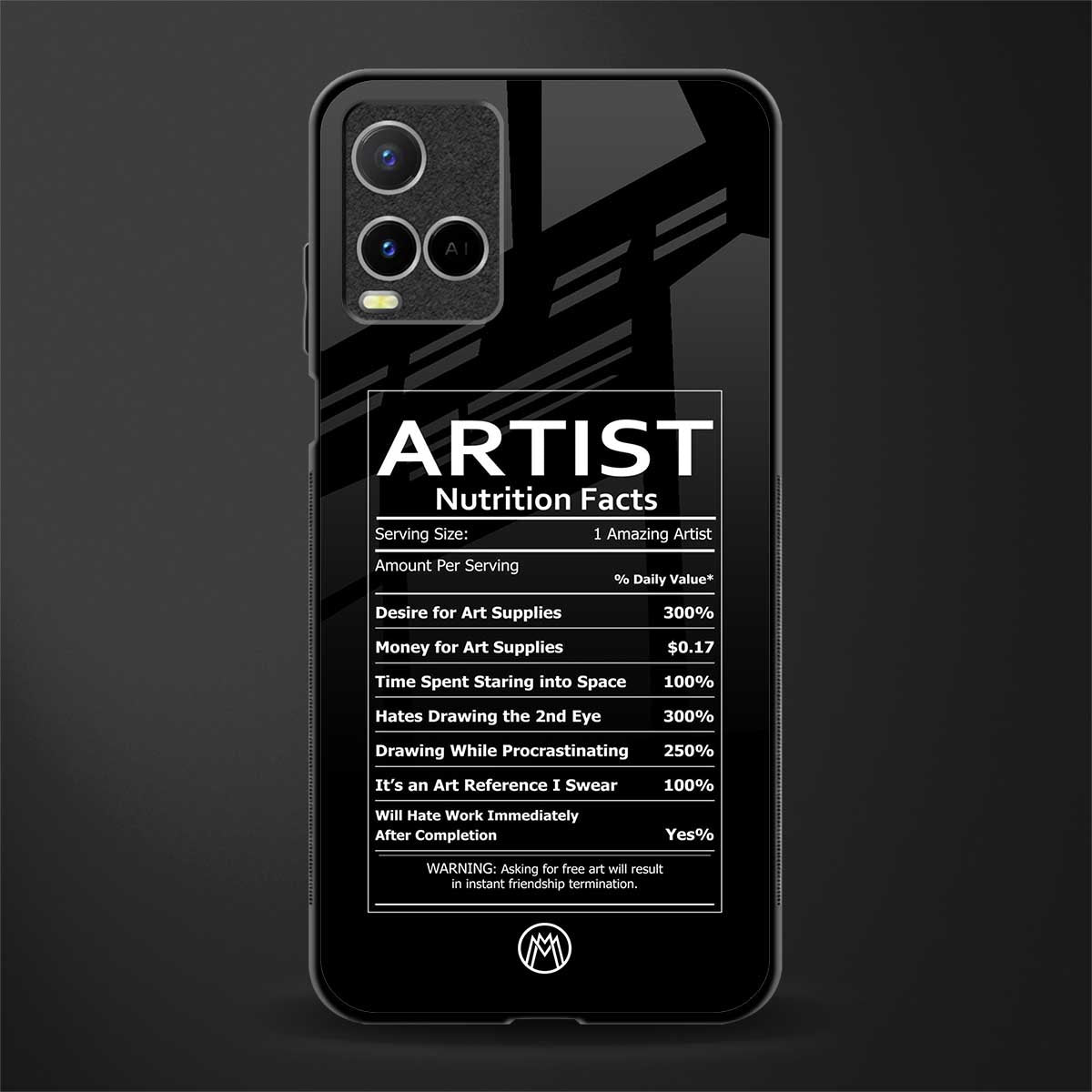 artist nutrition facts glass case for vivo y21 image