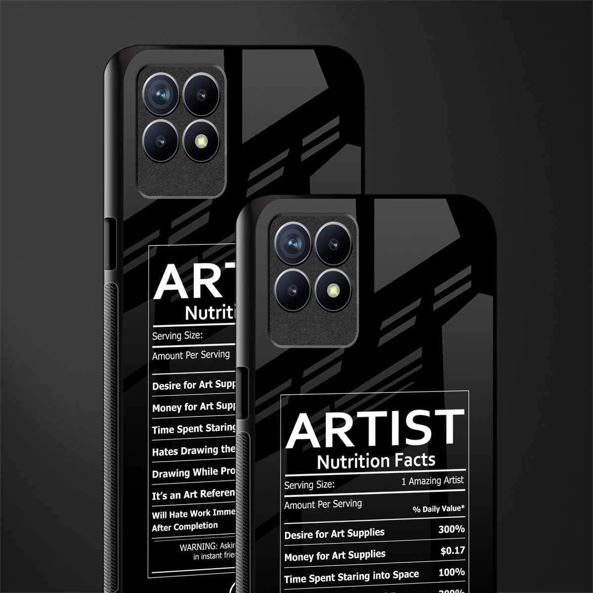 artist nutrition facts glass case for realme 8i image-2