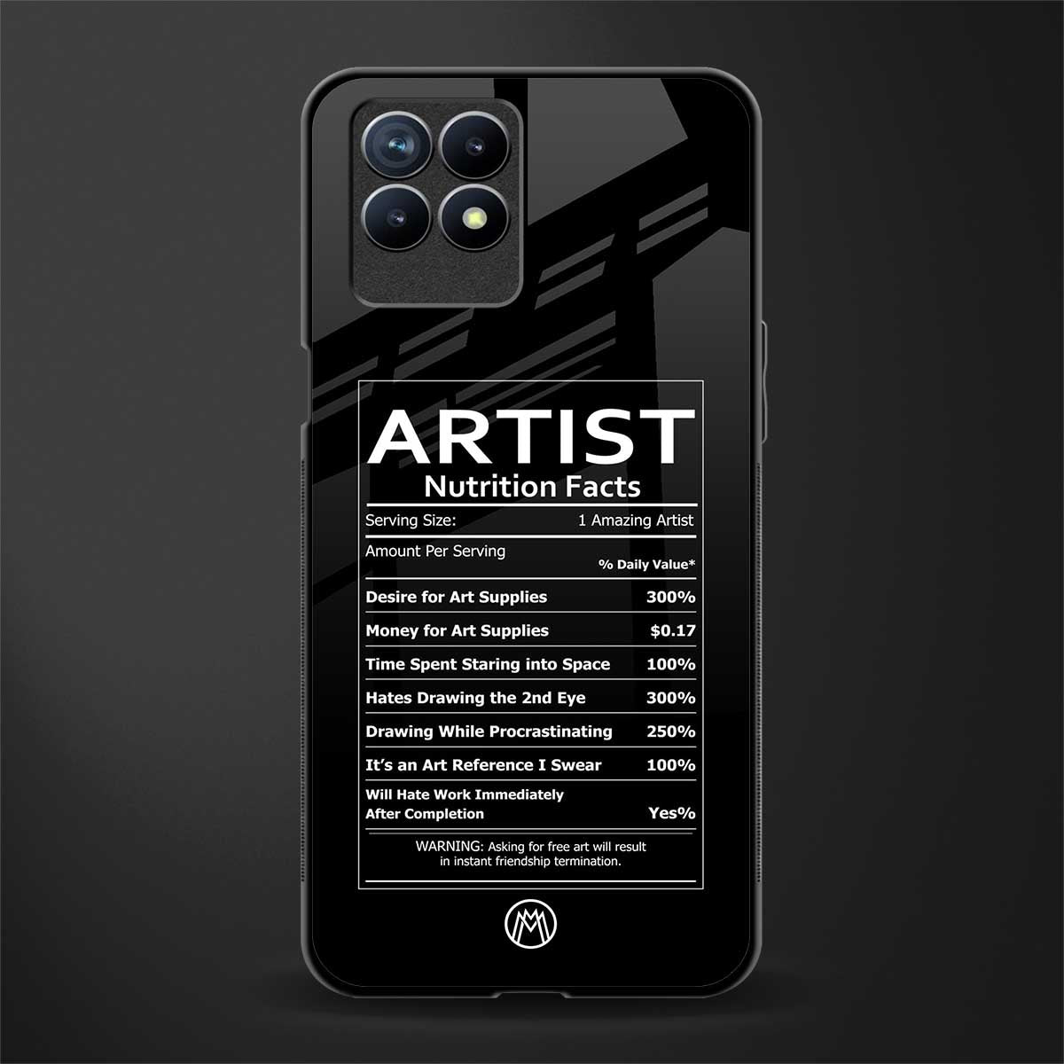 artist nutrition facts glass case for realme 8i image