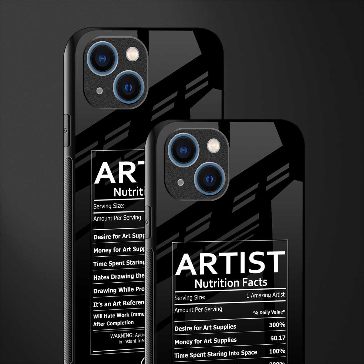 artist nutrition facts glass case for iphone 13 image-2